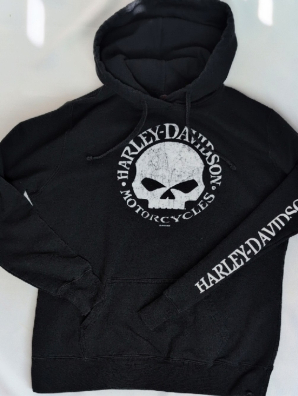 Harley-Davidson Black Hoodie with White Skull Logo